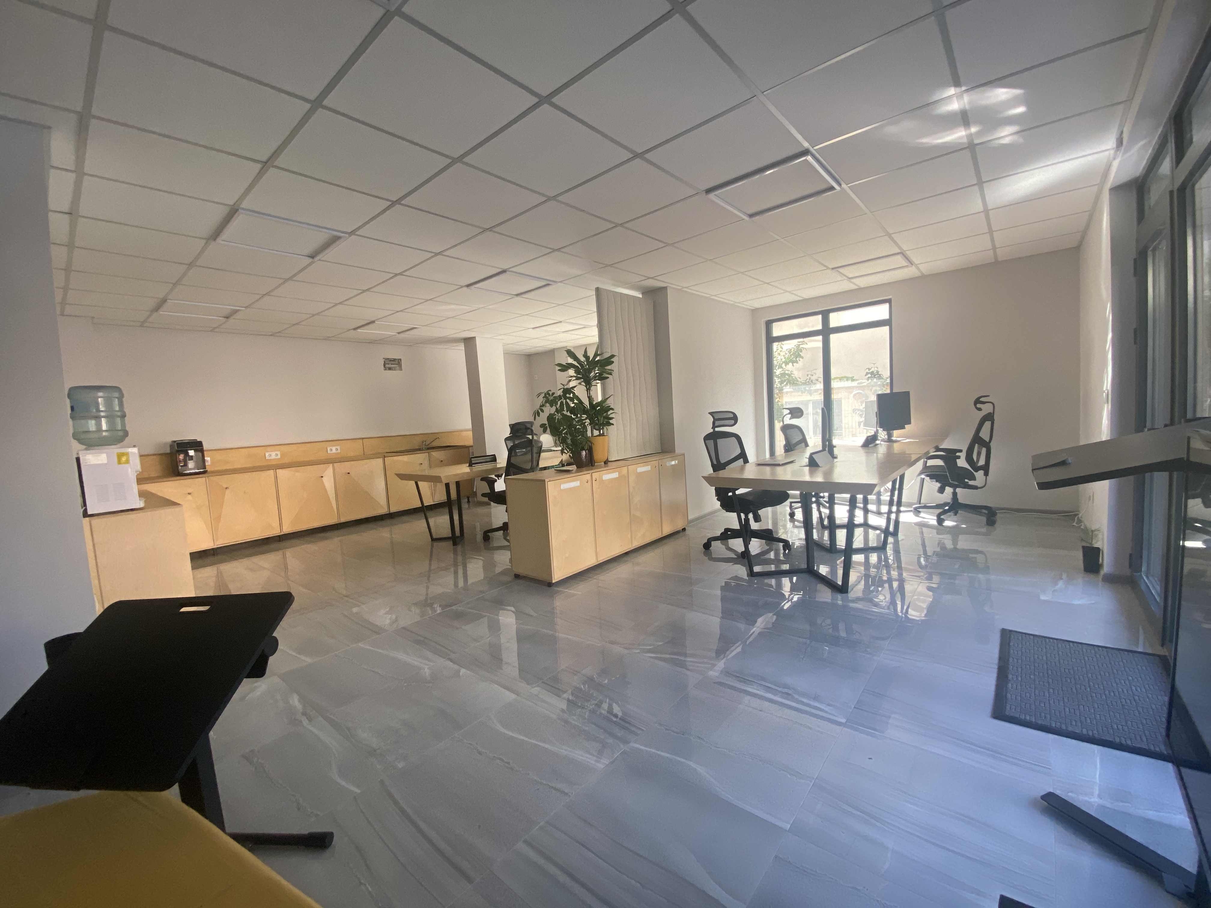 Coworking desks with monitors at Skapto Stadium workspace Blagoevgrad Bulgaria